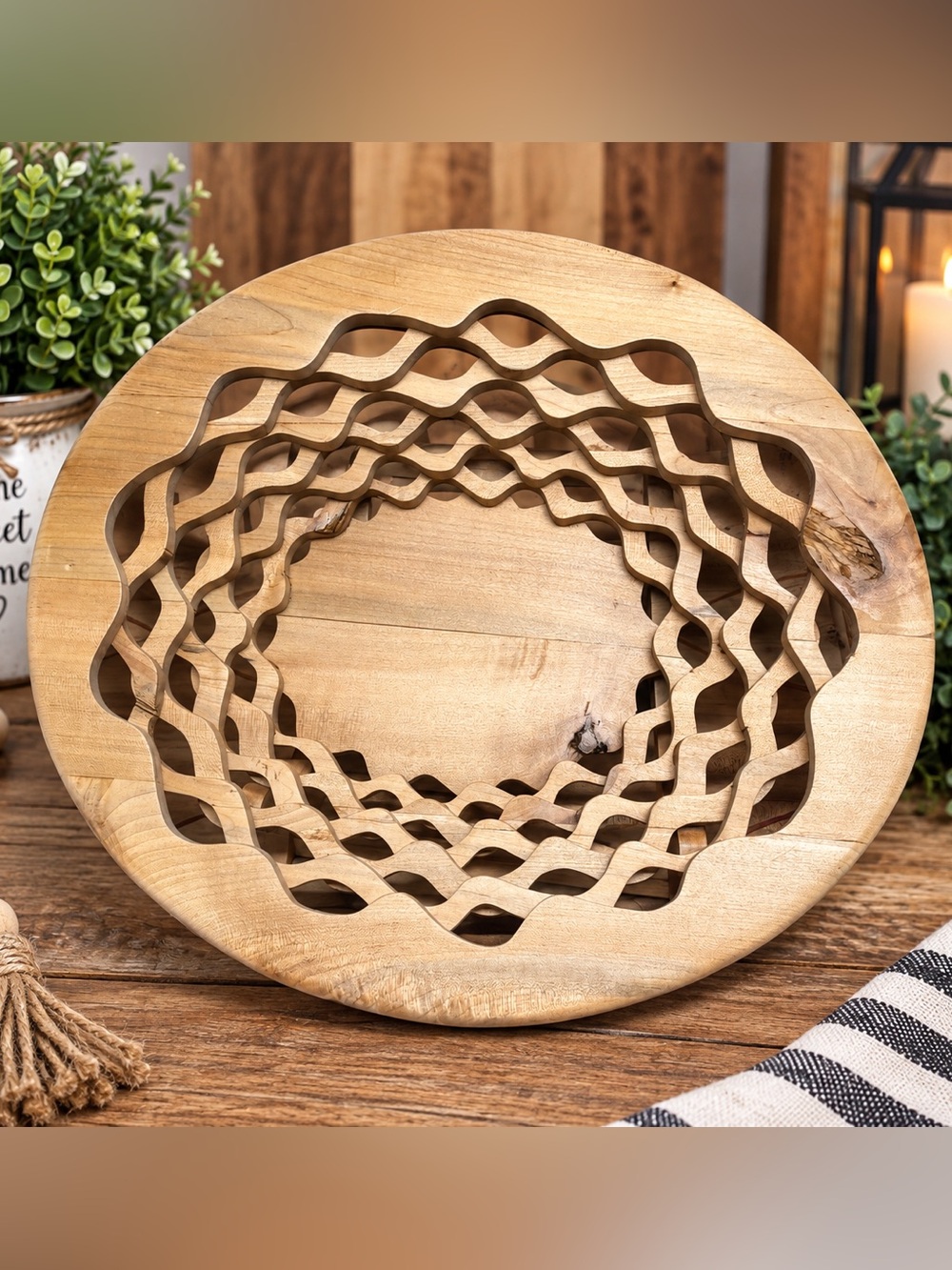 Handcrafted Wooden Decorative Bowl - Natural Wood